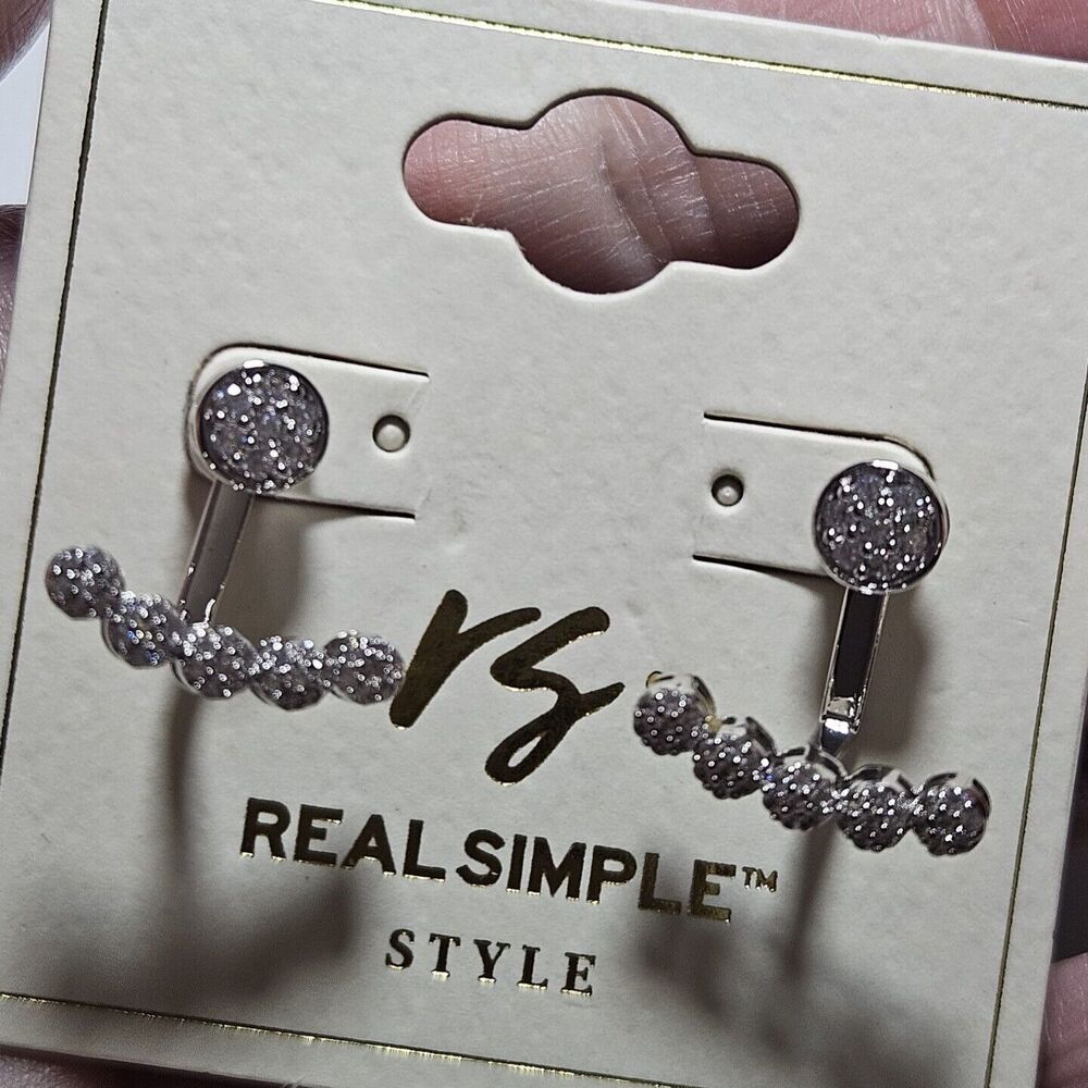 Real Simple Style Convertible Earrings With Rhinestones - Picture 2 of 10